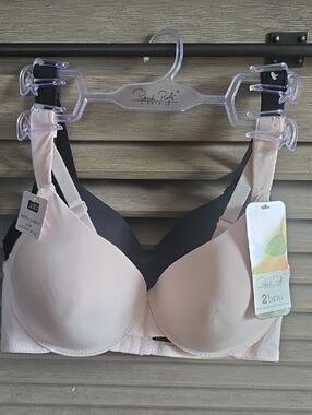 Rene Rofe Beige and Black 2-Pack T-Shirt Bras